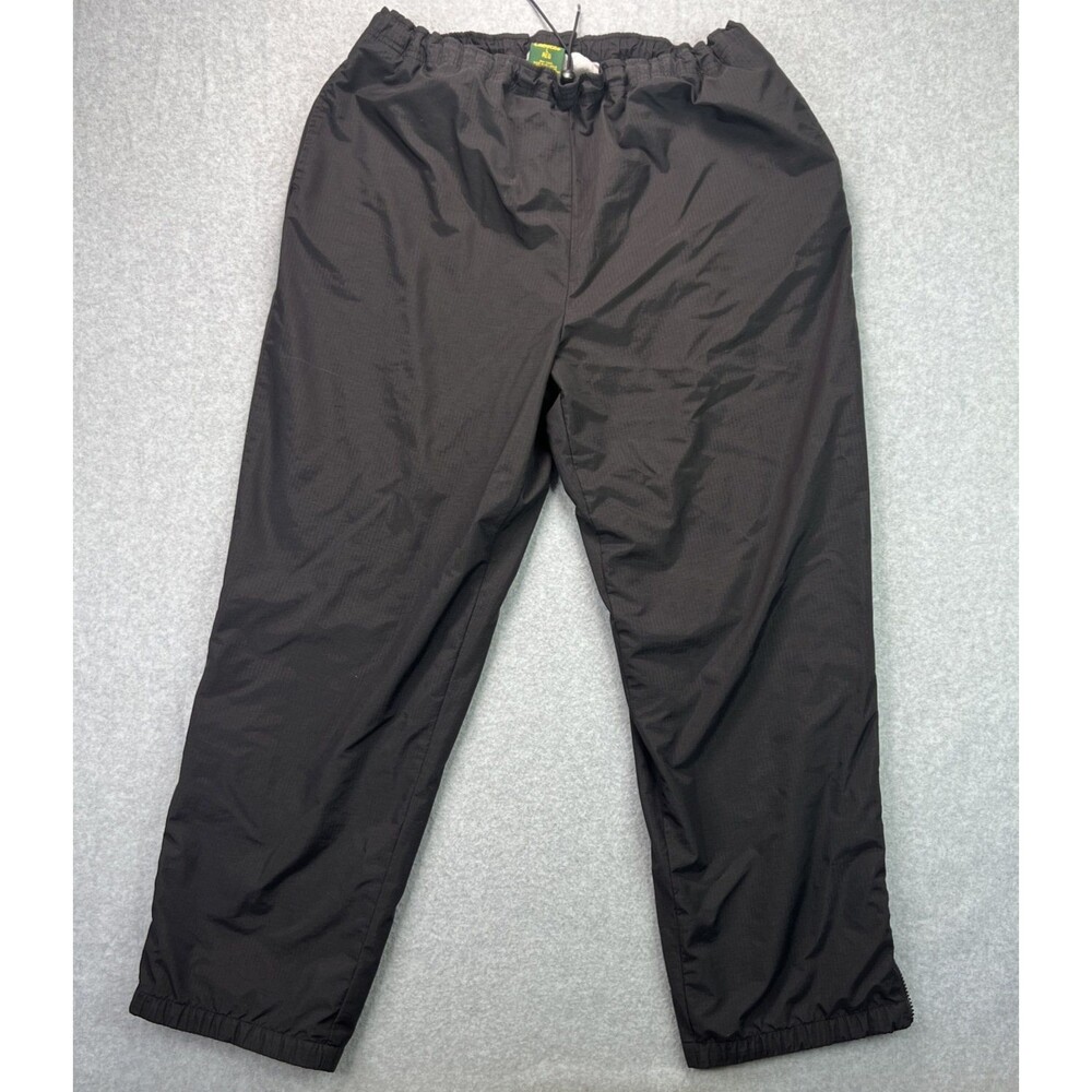 Cabelas Pull On Windbreaker Lined Pants Large Black Nylon Zip Leg Outdoor Chores
